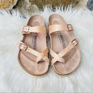 Birkenstock Mayari iridescent snakeskin sandals 6